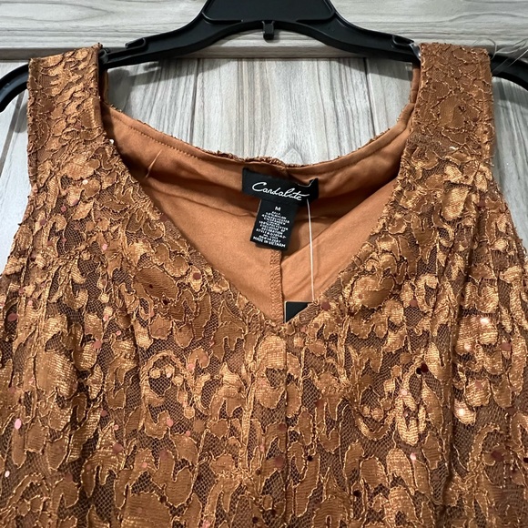Copper Lace Evening/Cocktail Dress By CANDALITE SZ M NWT - Picture 3 of 14
